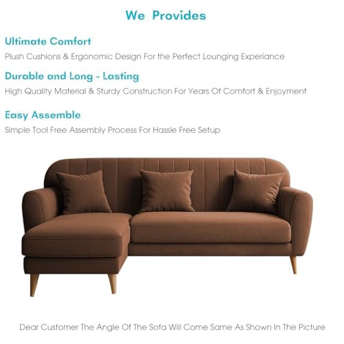 Image of Atticus LHS 4 Seater L Shape Sofa Set for Living Room (Brown Fabric) Premium Fabric Sofa Set