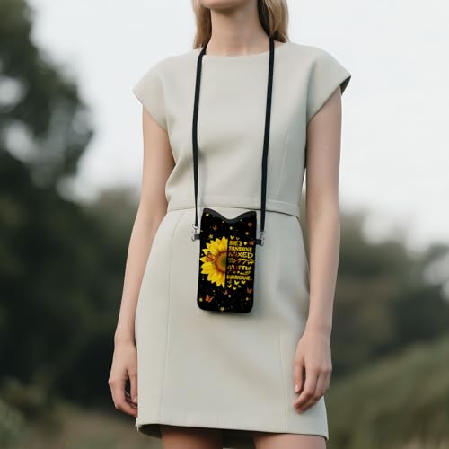 Image of Cell Phone Sleeve Pouch with Adjustable Strap - Sunflower