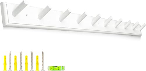 Miniatura 8 de horkmous Perchero de pared para colgar toallas, sombreros, mochilas, ropa, gorras (blanco), 2 unidades de 38 pulgadas para colgar toallas,