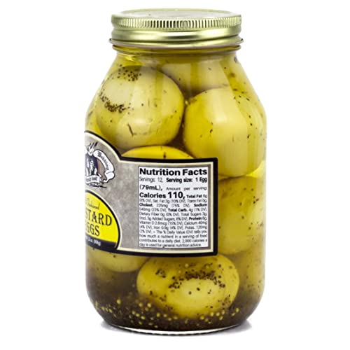 Amish Wedding Pickled Eggs in Your Choice of 5 Different Varieties, 32 oz. Jars (Mustard, 2 Jars)