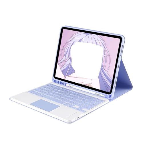 Teclado inteligente iPad Air 11 2025 y Air 5 con funda táctil de cuero morado