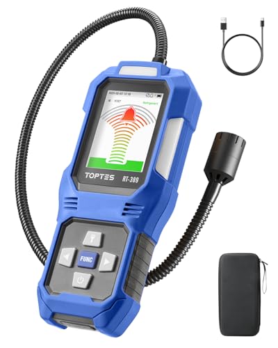 TOPTES RT-389 Rechargeable Refrigerant Leak Detector, HVAC Freon Leak Detector with 3 Sensitivity Modes & 3 Alarm Types for CFCs, HCFCs, HFCs, HFOs, HCs for Car Home Industrial - Blue