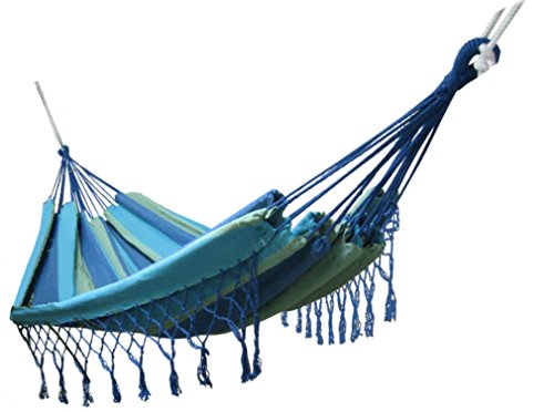 Kronenburg Mehrpersonenhängematte mit Fransen 220 x 160 cm - Belastbarkeit bis 300 kg - Indoor & Outdoor Hängematte