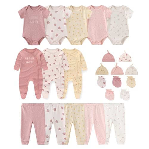 Image of JELYLOVE Unisex Baby Boy Girl Clohtes Pants Sets 23 pack Cotton Casual New born Clothing Comfort Infant Birthday Outfit