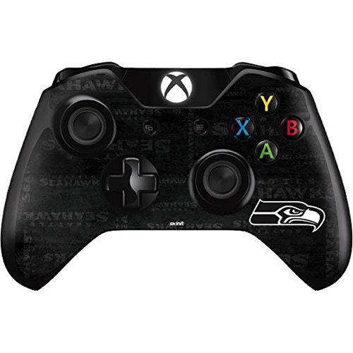 Skinit Decal Gaming Skin Compatible with Xbox One Controller - Officially Licensed NFL Seattle Seahawks Black & White Design