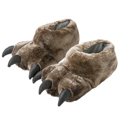 JUTONGCHANG Warm and Cozy Animal Paw Slippers Plush Bear Claw Design Indoor Slippers (Dark brown Adult Women 9.5 Numeric Range US Footwear Size System 10 Medium)