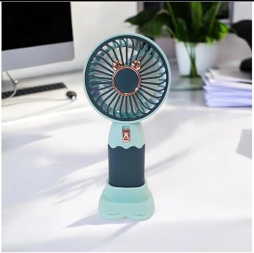 Image of MIRADH Mini Handheld Fan (Upto 2 Hours Running) Rechargeable Battery Operated Portable Fan, Desk Fan, Carry It Anywhere (AQUA)