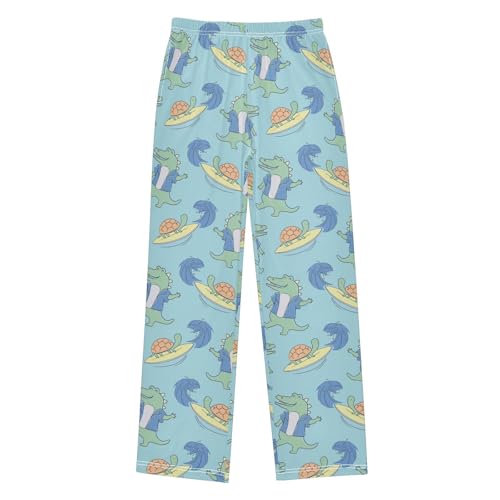 Crocodile Turtle Surf Boys Long Pants Soft Trousers Elastic Waist Kids Lounge Bottoms with Pockets S-XL