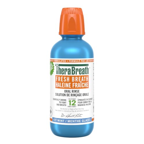 TheraBreath Fresh Breath Oral Rinse - Icy Mint | Fights Bad Breath | Certified Vegan Gluten-Free & Kosher | 473ml