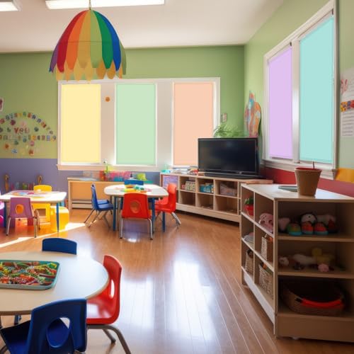 Image of VIHOSE 6 Pcs Fluorescent Light Covers for Ceiling Lights Classroom Magnetic Light Covers Classroom Filters Office School Drop Ceiling, 4 x 2 ft(Pastel)
