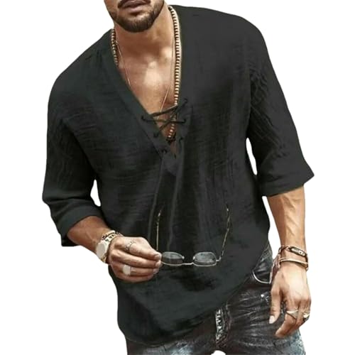 Chemise d'été à lacets col en V pour vos terrasses et vacances décontractées