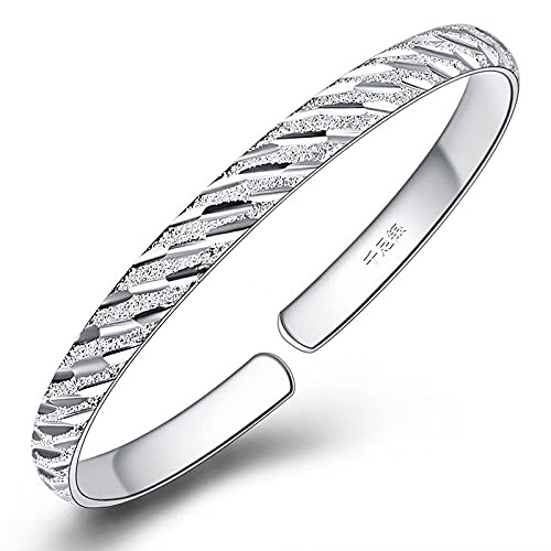 Pulsera de plata clasica antialergica brazalete mate comodo que no se raya facil
