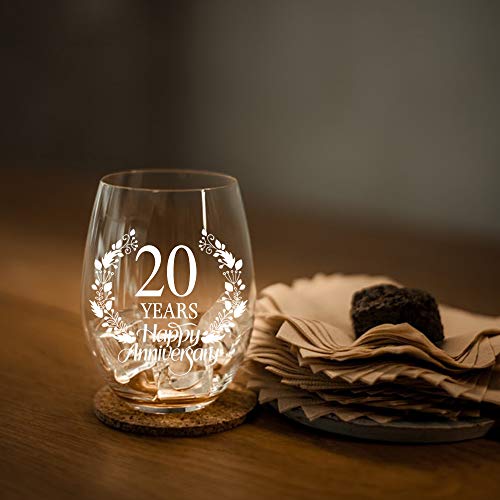 Perfectinsoy 20 Years Happy Anniversary Wine Glass Set Of 2, 20Th Anniversary Wedding Gift For Mom, Dad, Wife, Soulmate, Couple, Funny Vintage Unique Personalized, 20 Years Gifts … #TOP4