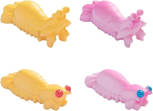 4 Pcs Creative Mantis & Shrimp Resin Figurines Dazzling Yellow & Pink Eco Bottle Ornaments for DIY Gardens, Flower Pots, Birthday Cakes, Home & Car Decor, Pond Bridge Accessories