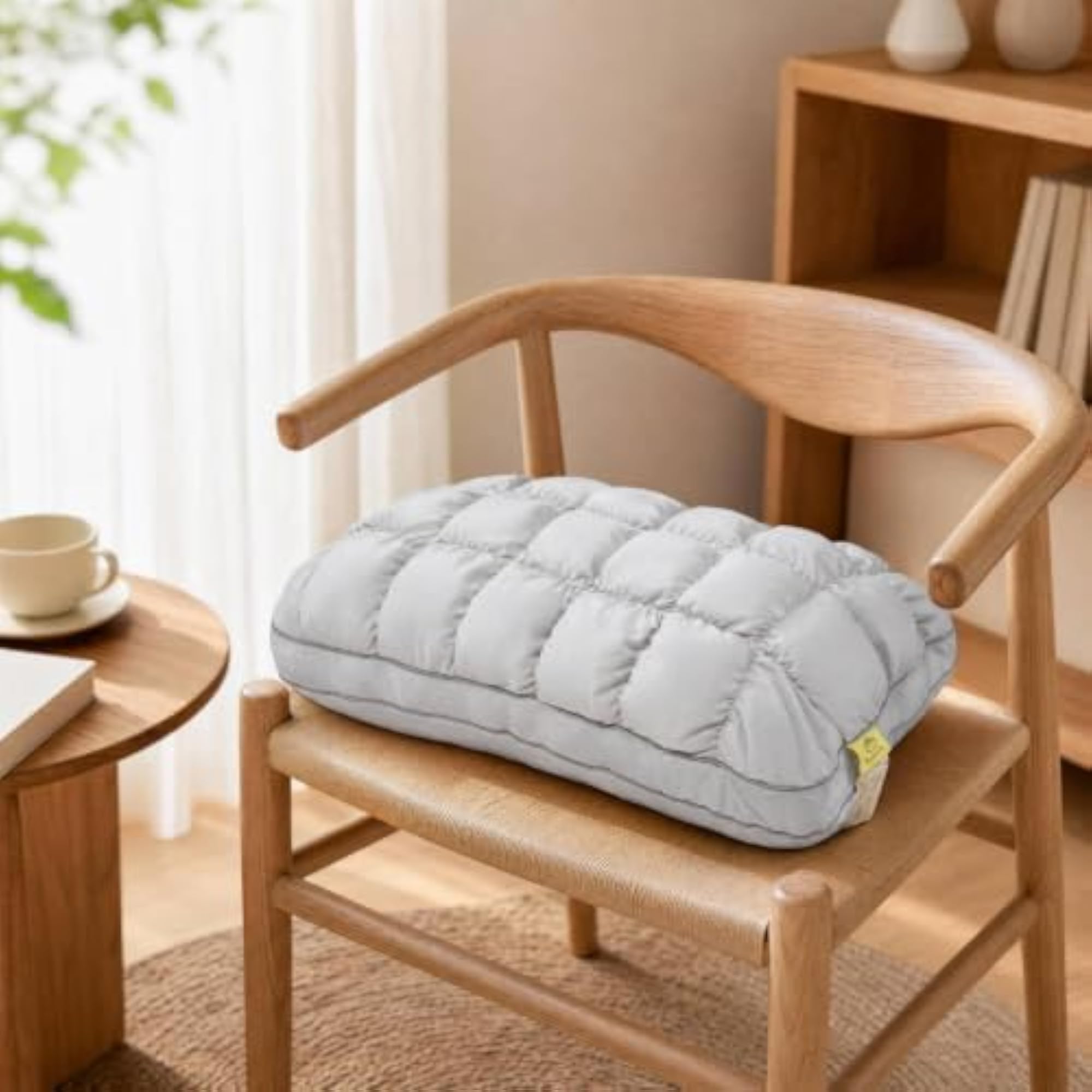 Quilted Pillow Medium Support, Polyester Fiber, Gray