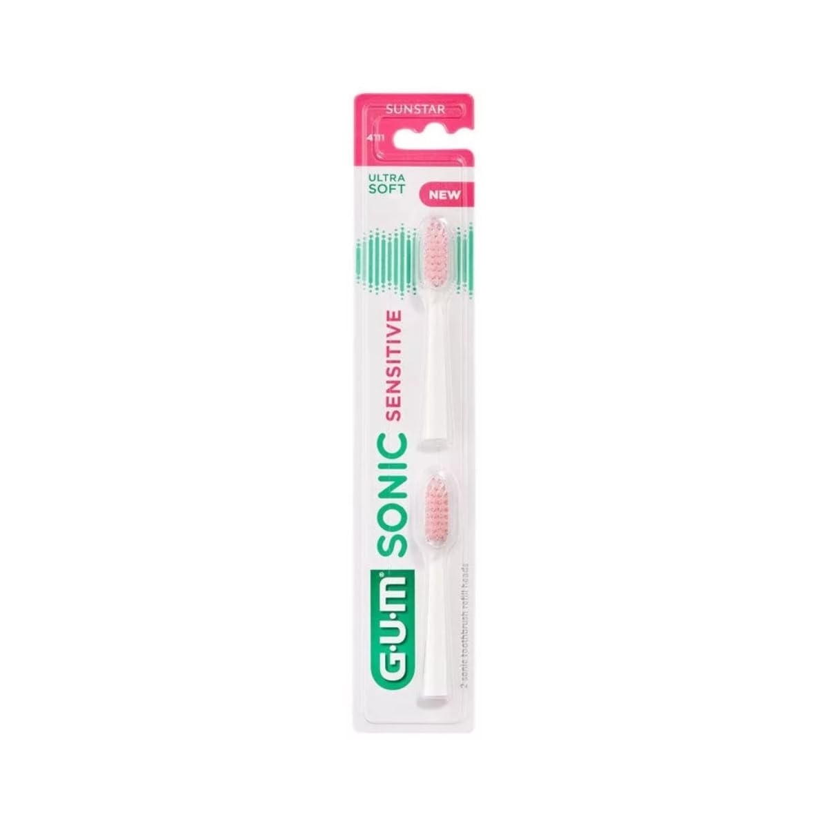 GUM Sonic Sensitive 4111 2 Brush Heads Ultra Soft