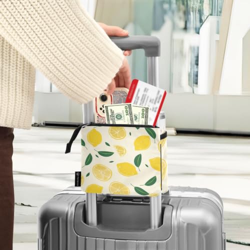 Image of Luggage Cup Holder for Suitcases Free Hands Suitcase Cup Holder Travel Luggage Drink Holder Portable Luggage Cup Caddy Bag Carrier with Handle Yellow Lemon