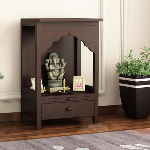 Image of Wudniture Sheesham Wood Handcrafted Temple for Pooja for Home & Office (Walnut Finish)