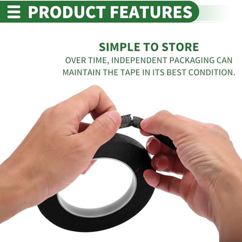 Image of Motoforti Universal Painters Tape Masking Master Tape 0.15cm /0.3cm /0.6cm /1.2cm /1.9cm x 55m Easy Removal Crepe Paper Black 5 Pcs