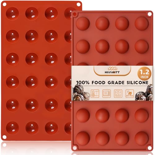 Image of HKNMTT Silicone Semi-Sphere Molds 24 Cavities 2-Pack 1.2 inch for Chocolate Truffles Jelly Fat Bombs Gelatina, Small Baking Round Half Sphere Candy Moulds, Homemade Freeze Food Grade BPA Free Oven Safe