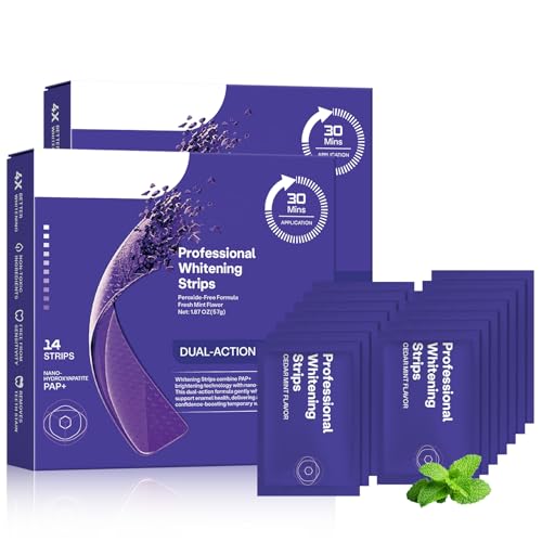 28 Pieces Purple Teeth Whitening Strips Enamel Safe for Sensitive Tooth Teeth Whitening Strips Daily Formula for Surface Stain Reduction & Natural Shine Portable Whitening Strips (1Pc*14 Strips)