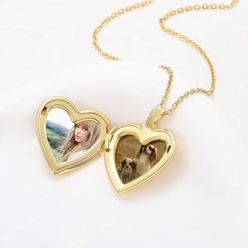 Image of Love Heart Locket Necklace That Holds Pictures Stitch-Shape Necklace Stuff Gifts Ohana Photo Lockets Necklace