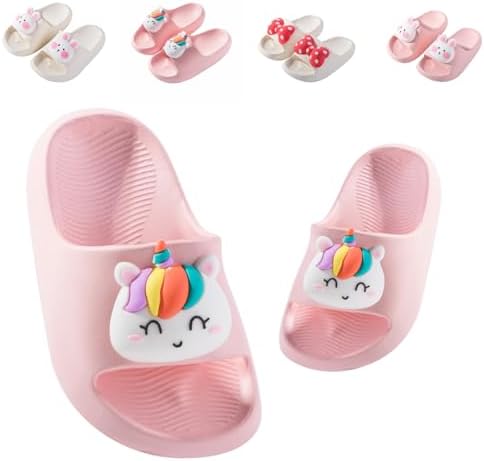 Youecci Badslippers voor meisjes, zomer, jongens, pantoffels, platte kinderbadschoenen, antislip, licht, douche, strand, kindersandalen, 20-31, schuur roze, 28 EU