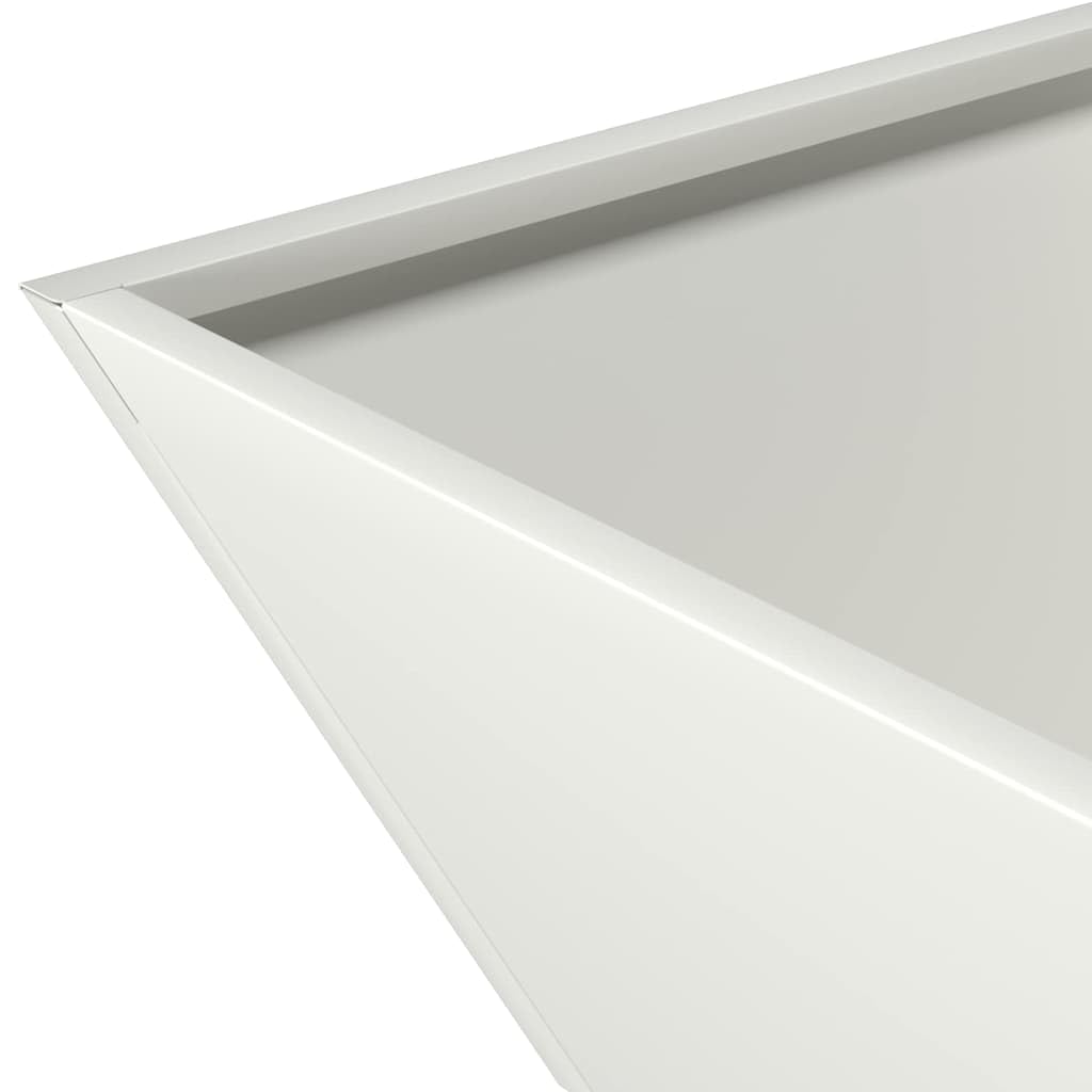 Minimalistyczna Donica Ogrodowa Biała 40x40x15 cm Stal Zimnogięta Nowoczesna Metalowa Skrzynia na Kwiaty na Taras i Balkon Odporna na Warunki Zewnętrzne Łatwy Montaż