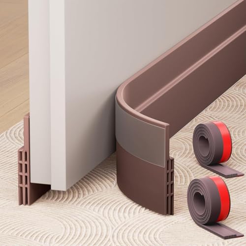 Image of NORIQSilicone Self Adhesive Door Bottom Sealing Strip Guard for Home Door Protector for Home from Dust, Insects, Waterproof, Soundproof Door Seal, Door Air Blocker 1 Meter (1 Meter, Brown)