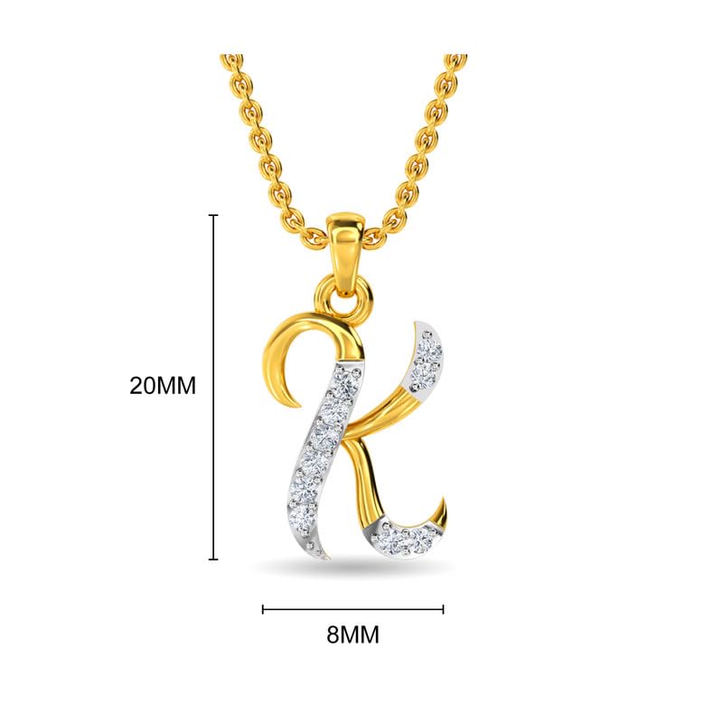 Image of KISNA Alphabet Diamond & Gold Pendant for Women.