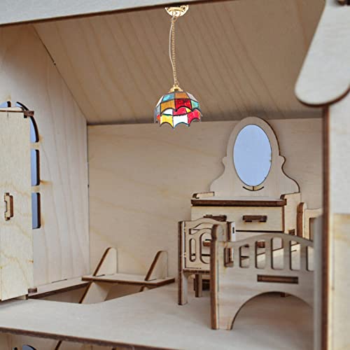 Uonlytech Mini Dollhouse Miniature Decoration Led Table Light Ceiling Lamp Battery Operated Light Dollhouse Accessories (With Battery) #TOP5