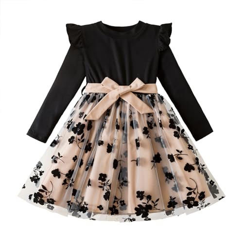 NNJXD Toddler Girl Polka Dotted Multilayer Ruffled Long Sleeve Tutu Party Dresses2