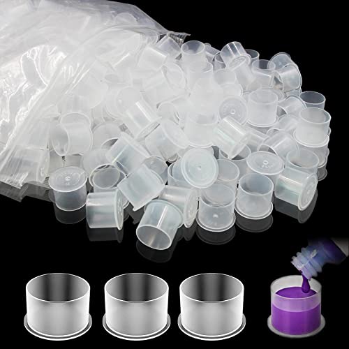 Image of Tattoo Ink Caps 1000Pcs Small Ink Caps #11mm | Disposable Tattoo Ink Cups with Base Clear Plastic Pigment Tattoo Caps Container Ink Cups for Tattoo Supplies