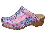 Sanita | Isalena offener Clog | Original handgemacht | Flexible Leder-Clogs für Damen | Anatomisch geformtes Fußbett mit weichem Schaum | Rosa | 39 EU