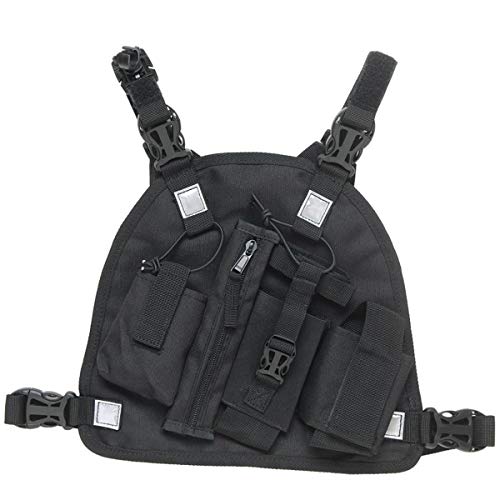Abbree Front Pack Pouch Holster Vest Rig Chest Bag Carry Case for Baofeng Two Way Radio UV-5R BF-F8HP UV-82 TYT Motorola Midland (PT-09 Without Zipper)