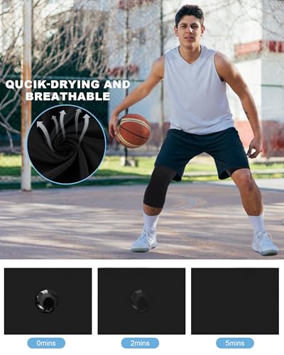 Roadbox Men's One Leg Compression Pants, 3/4 Single Leg Football Basketball Tights, Sports Athletic Leggings with Pockets4