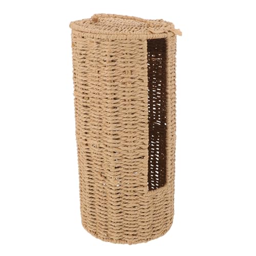 Panier rangement rotin rigide porte papier toilette salle de bain avec couvercle