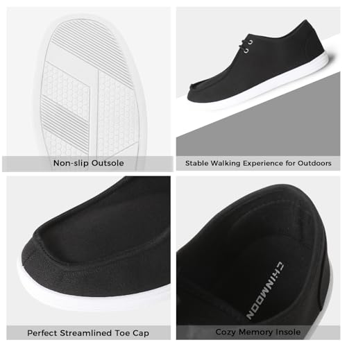 CHIN·MOON Men's Slip On Loafers Walking Driving Business Casual Shoes Lace Up Canvas Footwear3