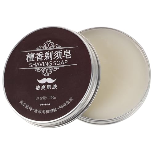 Veemoon Jabón de Afeitar Barra 100g para Hombre Fragancia de Sándalo Espuma Cremosa Hidratante y Nutritiva Jabón Facial Bigote Cuidado Multifuncional para Afeitado y Barba