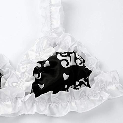 CHICTRY Men's Sissy Stain Bra Bralette Wire Free Bra Top Ruffles Girly Crossdress Underwear Black X-Large - Image 6