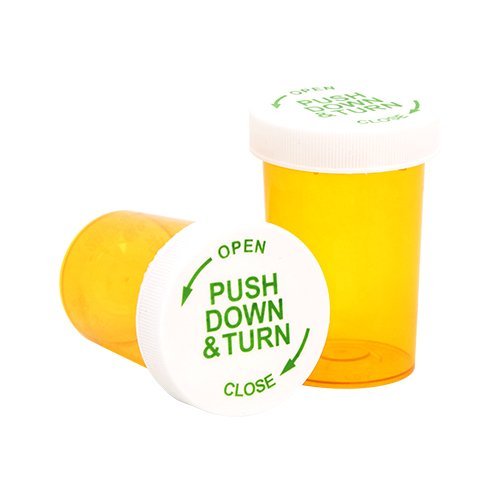 Prescription Pharmacy Vials with Safety Cap, 20 Dram, Amber, 25/Pack