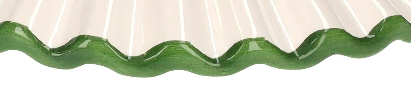 KEYHOME | Paralume in Ceramica Bianca con Bordo Verde