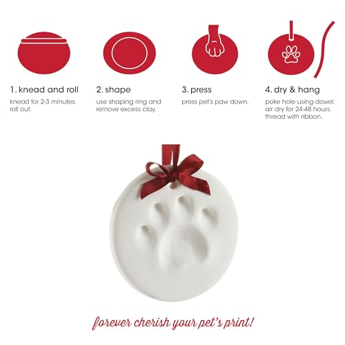 Pearhead Haustierpfotenabdruck, rund, weiß, DIY-Kit, Weihnachten