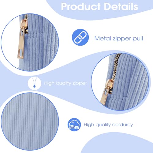 Image of Xinjoduz 1 PCS Sanitary Napkin Storage Bag, Mini Makeup Bag with Zipper Corduroy Period Bags for Teen Girls for School Small Square Cosmetic Pounch Menstrual Pad Bag Tampon Holder for Purse (Blue)
