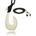 KanaKala Pacific Hawaiian Hand Carved Bone Fish Hook Necklace for Men. Our Zac Brown Band Inspired Replica. Black Cord.