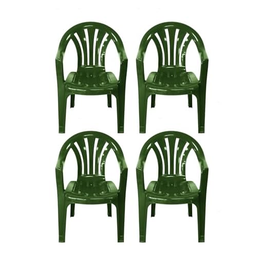 simpahome Stackable Clam Style Back Plastic Garden Chairs - GREEN - Set of 4 Chairs for Indoor or Outdoor Use.