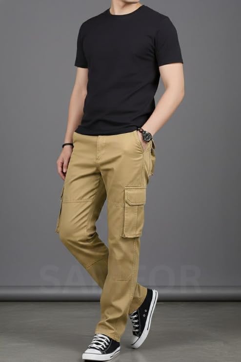 Image of Samfor Cargo Pant for Men - Cotton Cargo for man, Multi-Pocket Design for Outdoor, Work Wear & Casual Trouser