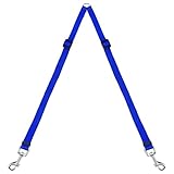 Kuntrona Adjustable Nylon 2 Way Two Dogs Pet Leash Coupler with Nickel Plated Swivel Clip Double Twin Dog Walking Leads Black Blue Red