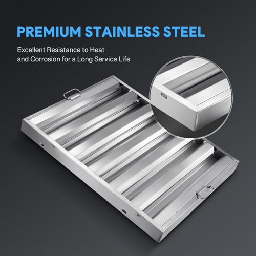 WILPREP Stainless Steel Range Hood Filters, 19.5 x 24.6 Inches Pack of 6, Commercial Exhaust Hood Grease Filter
