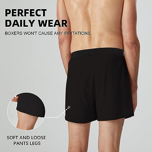 5Mayi Mens Underwear Boxers Cotton Knit Underwear For Mens Boxer Shorts All Black M thumb #2